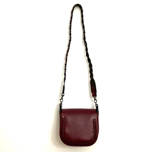 Halikarnas Leather Shoulder Bag Purse Red Removable Braided Strap Boho - Picture 3 of 9